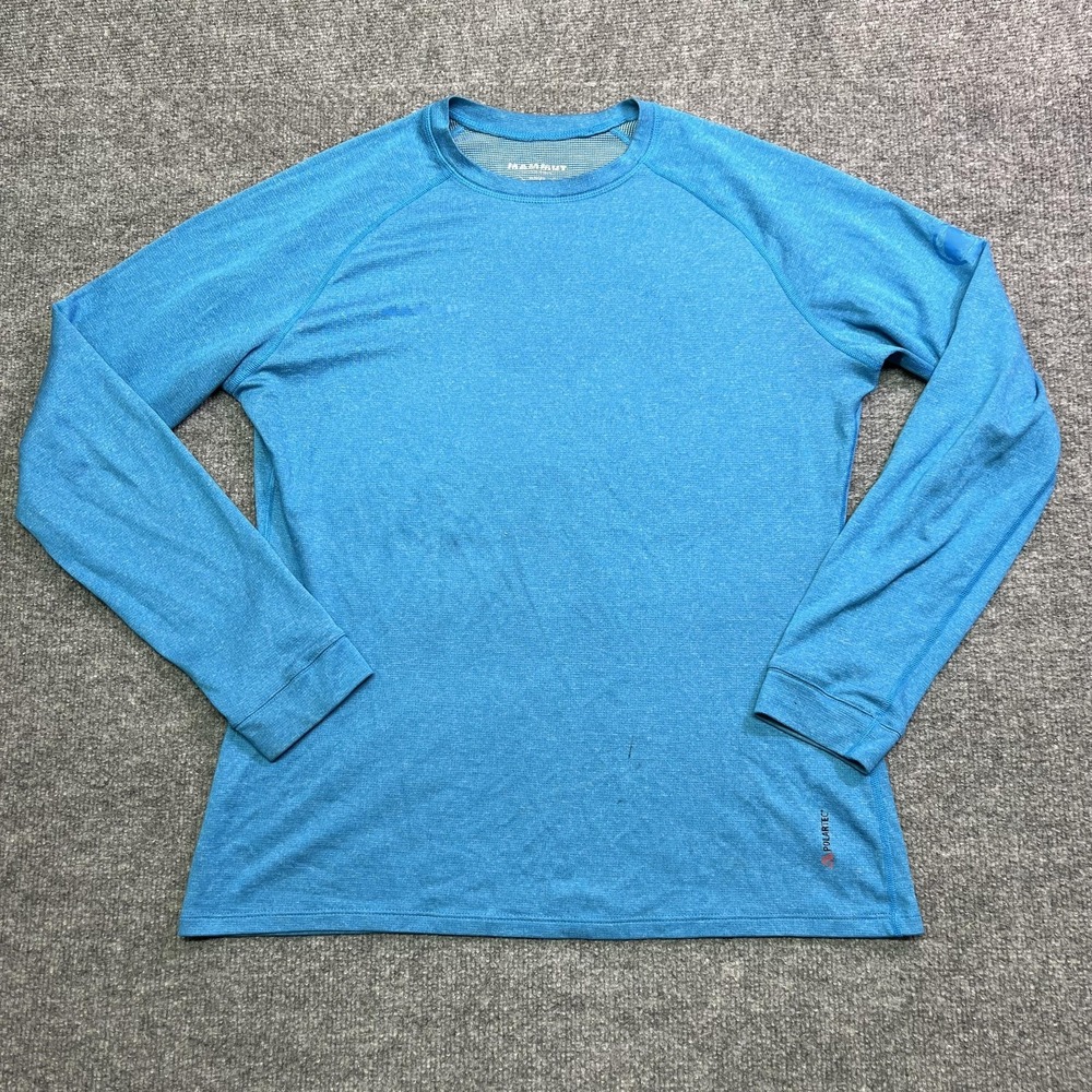 Mammut Shirt Mens Medium Blue Long Sleeve Polartec Base Layer Hiking Top